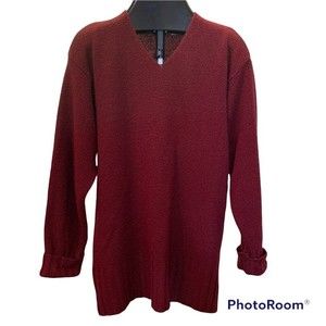 Willow Bay V-neck, Rolled cuff, Red, Tunic Sweater; size XL